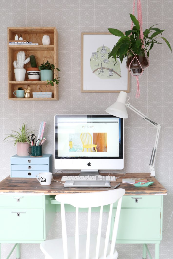 a workspace with plants