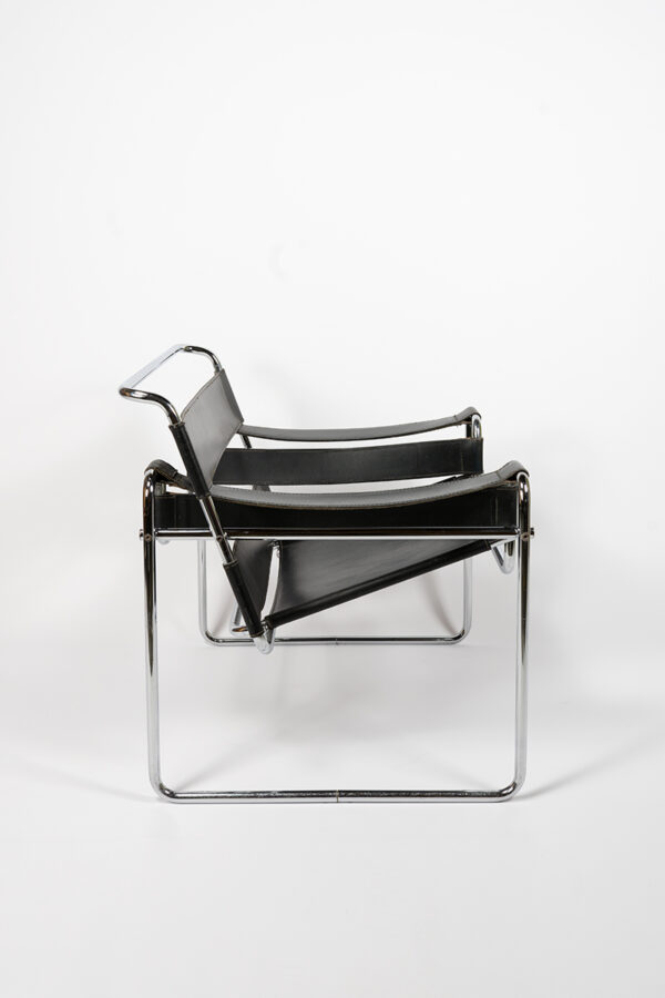 vintage wassilly chair zwart leer