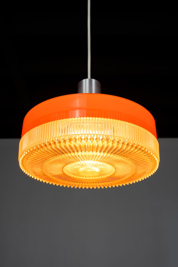 oranje kunststof 70's hanglamp